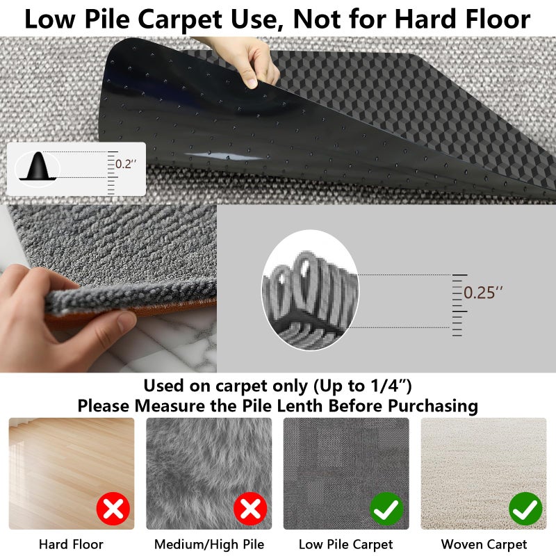 AiBOB Office Chair Mat for Carpet, 48"x36"Gaming Computer Desk Mat for Low Pile Carpet, Heavy Duty Floor Protector Mat for Rolling Chairs, Easy Glide Chair Mat for Home Office - Image 4