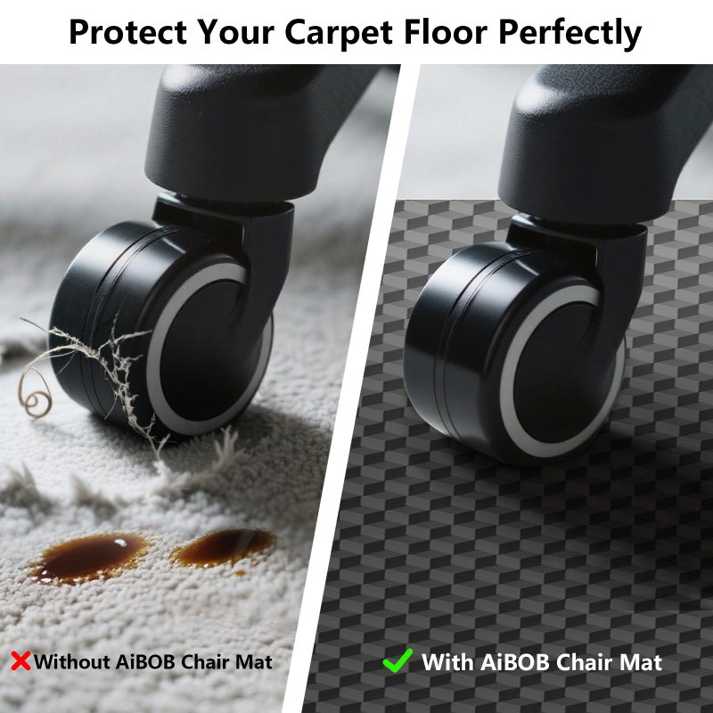 AiBOB Office Chair Mat for Carpet, 48"x36"Gaming Computer Desk Mat for Low Pile Carpet, Heavy Duty Floor Protector Mat for Rolling Chairs, Easy Glide Chair Mat for Home Office - Image 5