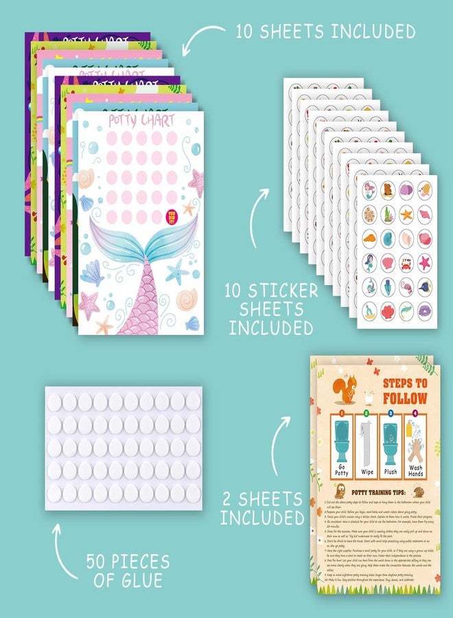 Adullpony Potty Training Chart Potty Training Sticker Chart - 5 Fun Styles Potty Sticker Chart with Rewards for Toddlers Girls, Motivational Potty Training Rewards for Kids - Image 2