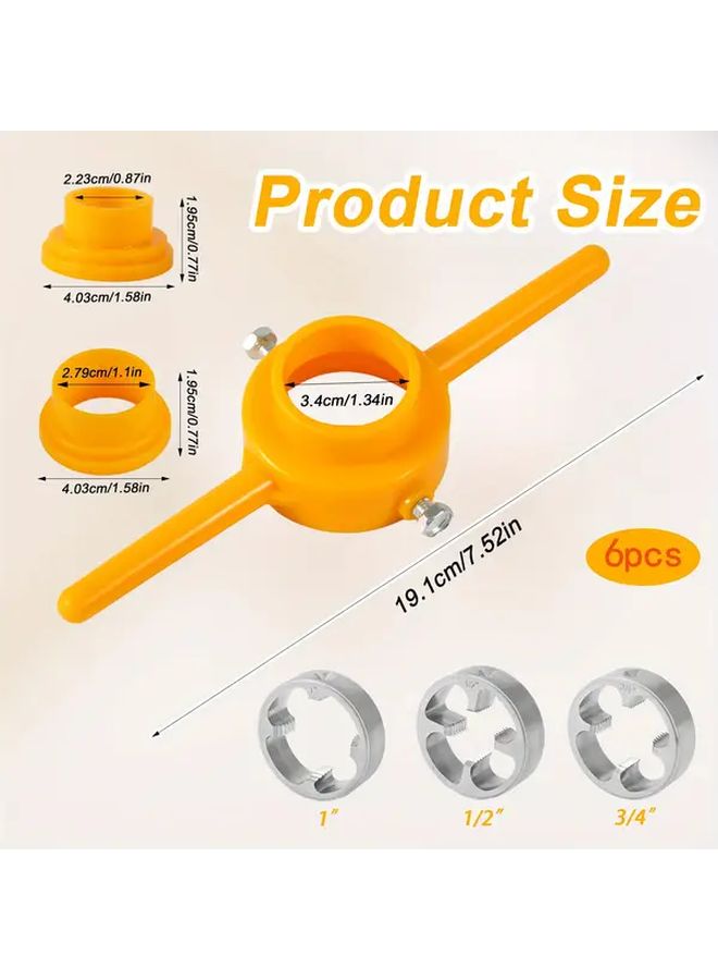 6 Pcs PVC Thread Making Tool Kit with 3 Dies for 1 2 3 4 and 1 Inch Water Supply Lines - Image 4