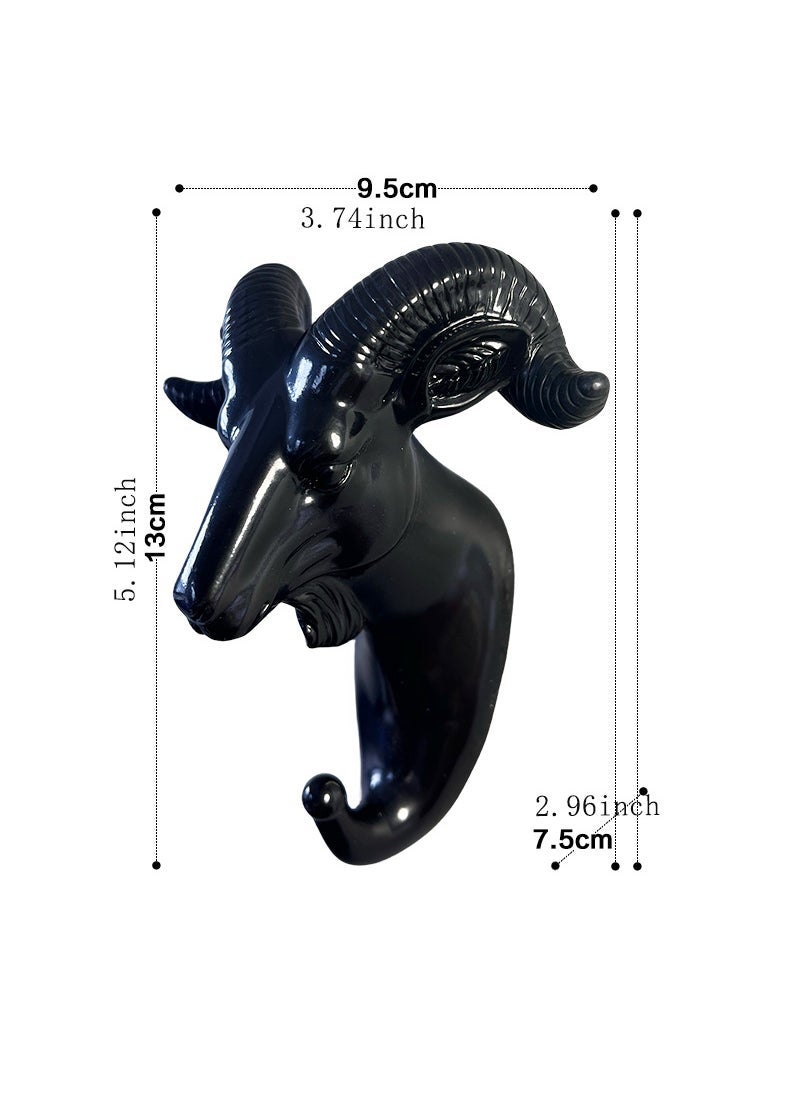 Cross-border wholesale European creative hook punch-free strong paste wall decoration wall hanging deer head clothes hook Goat (Fashion Black)