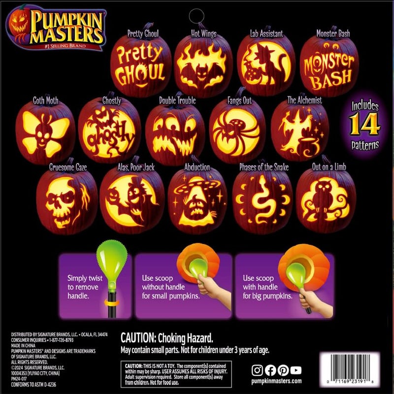 Pumpkin Masters Premium Carving All-in-One Party Kit – Large Handled Tools and Patterns for Ultimate Halloween Pumpkin Carving Experience - Image 3