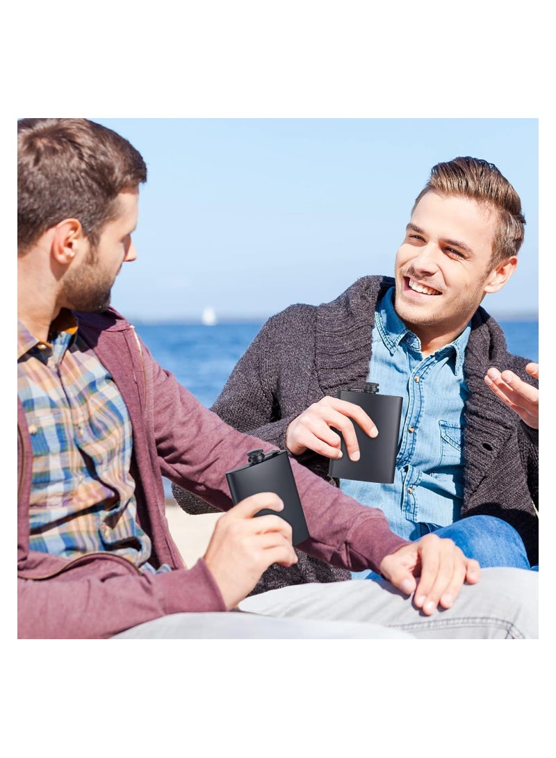 بطة سوداء غير لامعة من الفولاذ المقاوم للصدأ مع قمع مانع للتسرب، 8 أونصات زجاجة شرب للتخييم، هدية مثالية لحفلات الزفاف، ورفاق العريس، ووصيفات العروس - Image 4