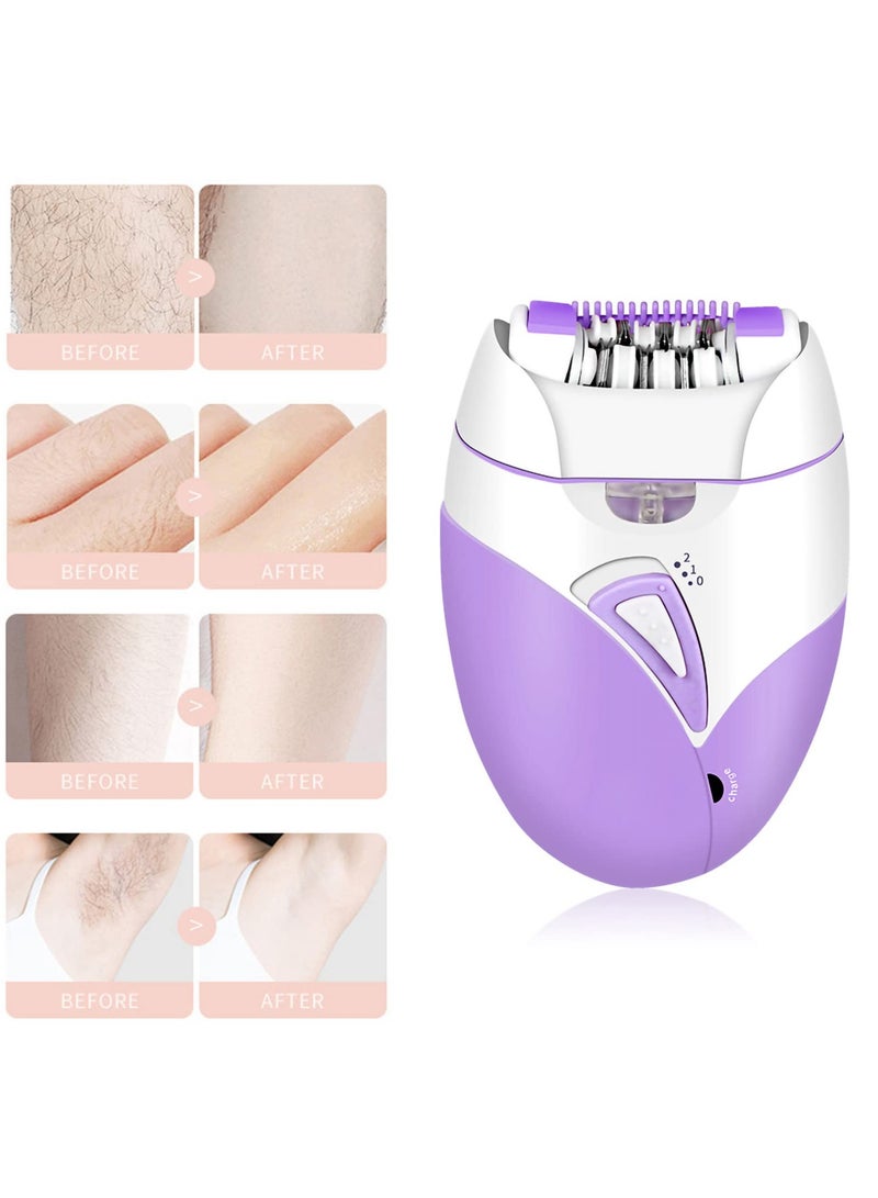 Rechargeable Epilator for Women and Men – Dual Speed Hair Removal Device with USB Charging, Detachable Head  Painless Hair Removal for Face, Body, Bikini  Sensitive Areas (Purple) - Image 5