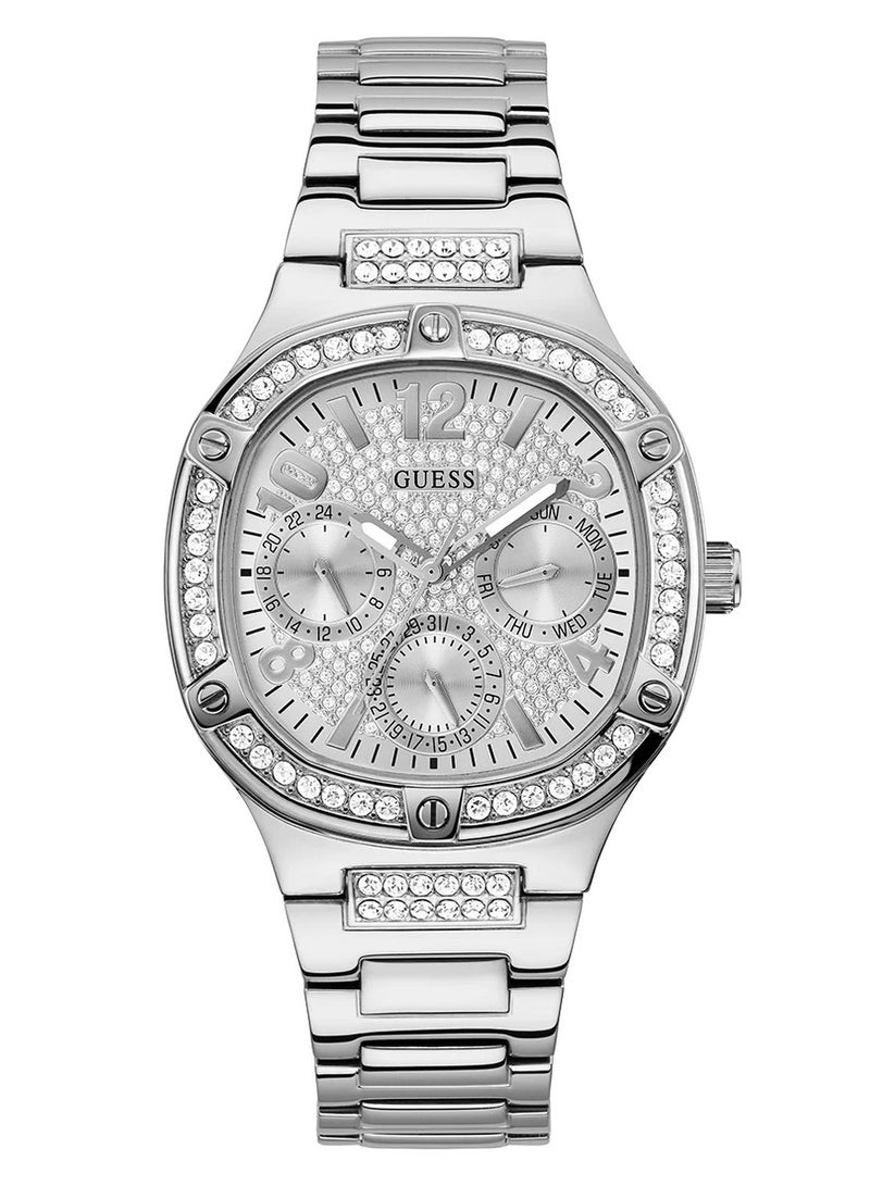 GUESS ساعة جيس النسائية متعددة الوظائف باللون الفضي GW0558L1 - Image 1