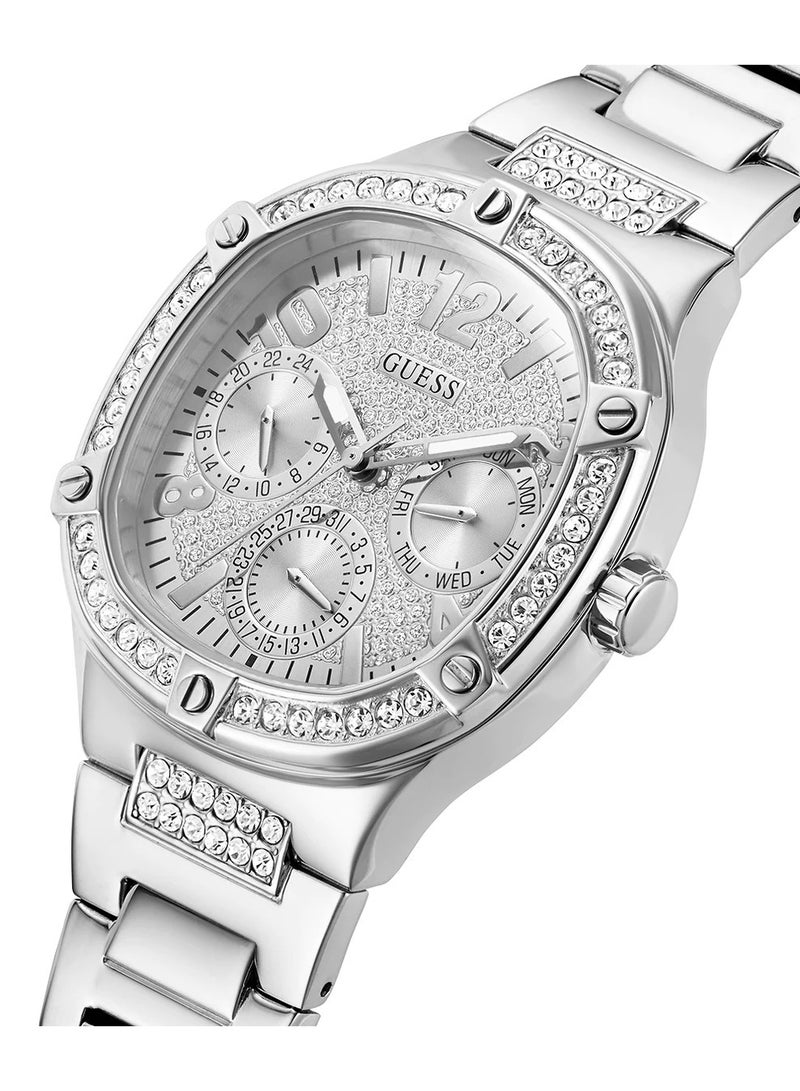 GUESS ساعة جيس النسائية متعددة الوظائف باللون الفضي GW0558L1 - Image 2