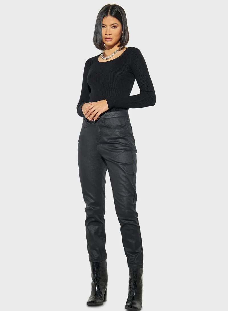2Xtremz Square Neck Ribbed Sweater
