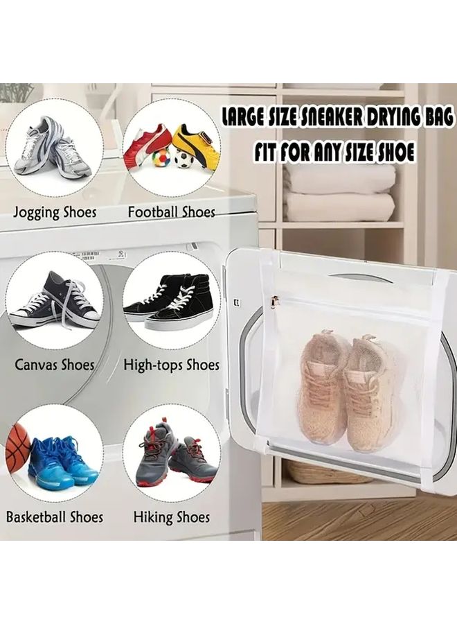 2pcs Durable Polyester Shoe Washing Machine Bags with Elastic Band and Zipper Closure Rectangular Laundry Bags for Sneakers Sports Shoes Delicates Machine Washable Tear Resistant Home Storage Organizer Laundry Bags - Image 5