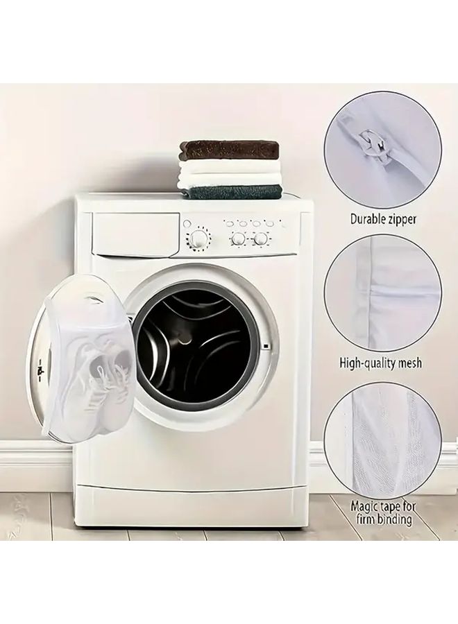 2pcs Durable Polyester Shoe Washing Machine Bags with Elastic Band and Zipper Closure Rectangular Laundry Bags for Sneakers Sports Shoes Delicates Machine Washable Tear Resistant Home Storage Organizer Laundry Bags - Image 2