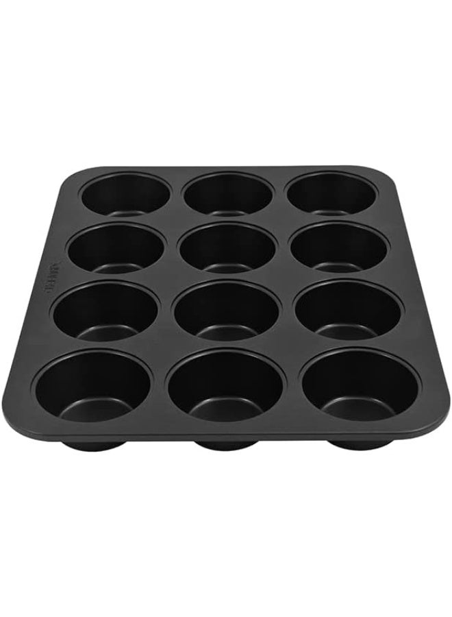 CHEFMADE Muffin Pan, 12-Cavity Non-Stick Mini Cupcake Pan Bakeware for Oven Baking (BLACK) - Image 4