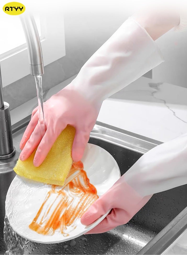 Multifunctional Kitchen Dishes Cleaning Waterproof Long Sleeved Skin Care Gloves Dishwashing Gloves Rubber Cleaning Gloves for Household Non Slip Household Cleaning Gloves - Image 1