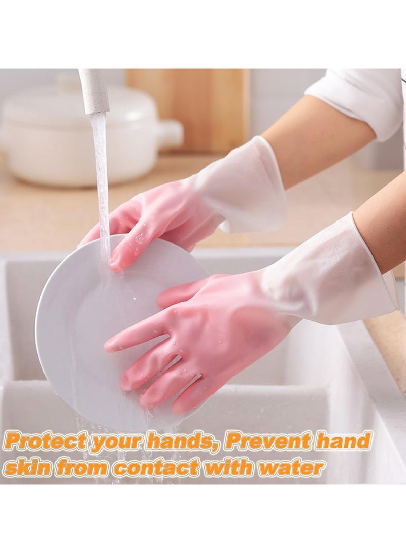 Multifunctional Kitchen Dishes Cleaning Waterproof Long Sleeved Skin Care Gloves Dishwashing Gloves Rubber Cleaning Gloves for Household Non Slip Household Cleaning Gloves - Image 2