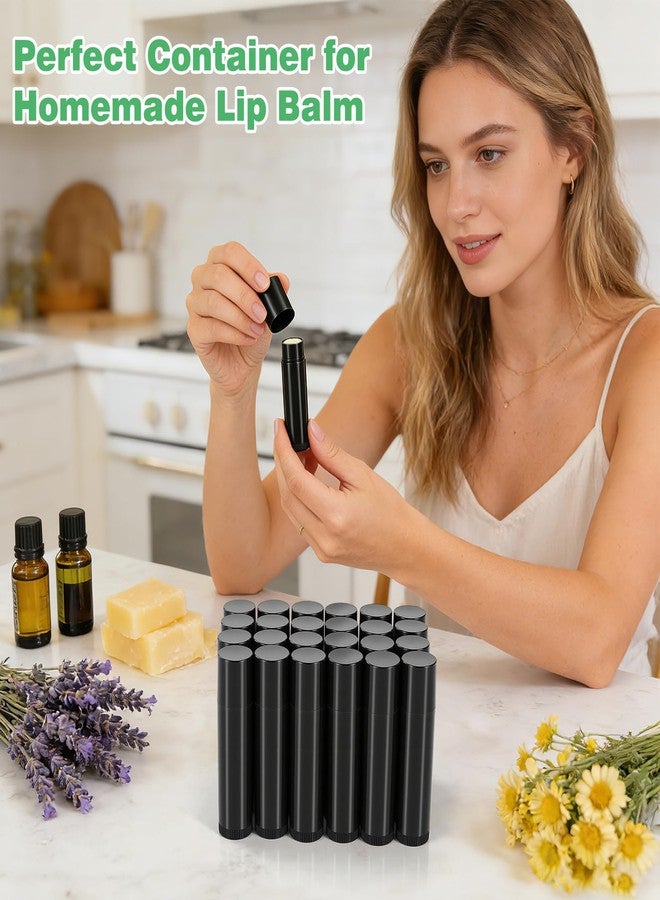 ONEYIM [24 Pcs] Black Empty Lip Balm Containers - Twist up Plastic Lip Gloss Balm Tubes for DIY Homemade Lipsticks, Chapsticks and Homemade Solid Perfume - Image 4