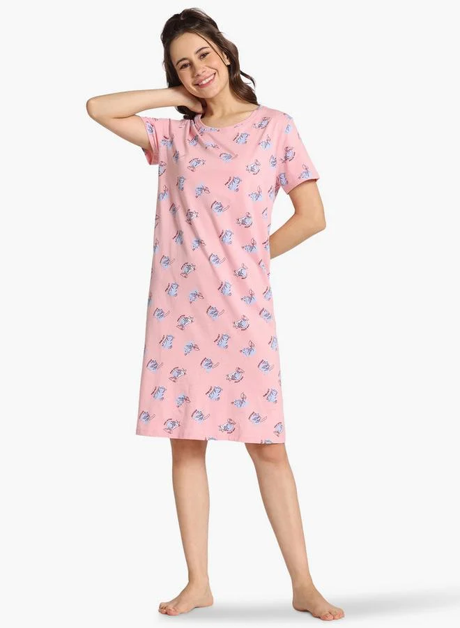 zivame Zivame All-Over Cat Print Night Dress