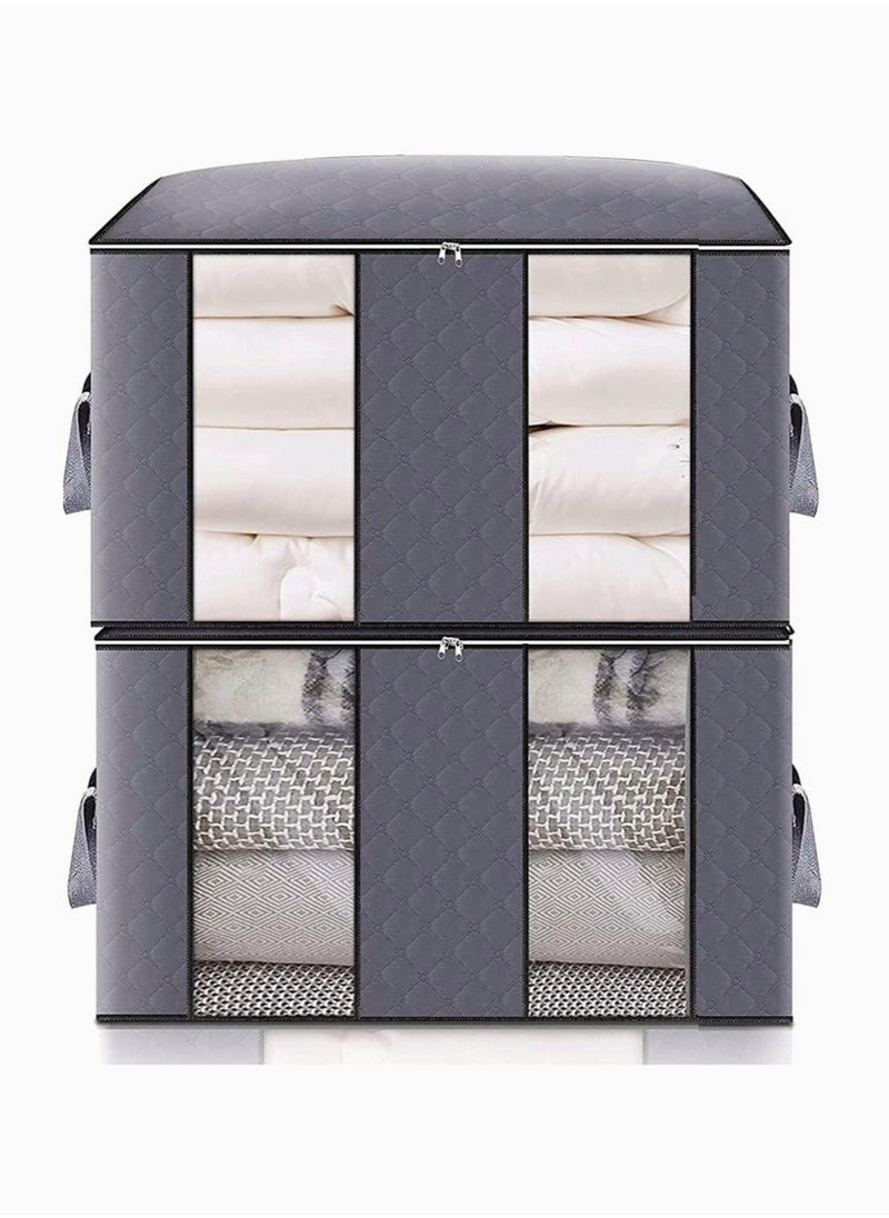 MIXDE 2 Pieces Large Capacity Closet Organizer and Clothes Storage Bag with Clear Windows for Store Quilt Clothes  - Image 1