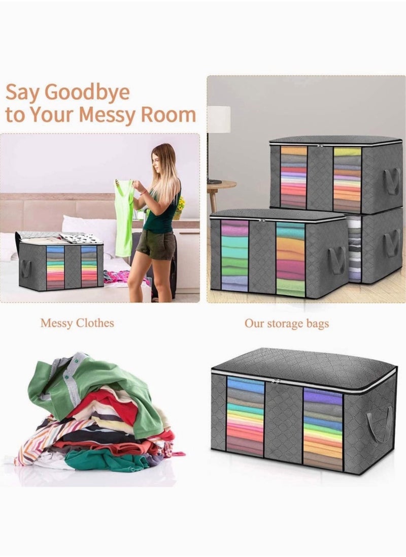MIXDE 2 Pieces Large Capacity Closet Organizer and Clothes Storage Bag with Clear Windows for Store Quilt Clothes  - Image 3
