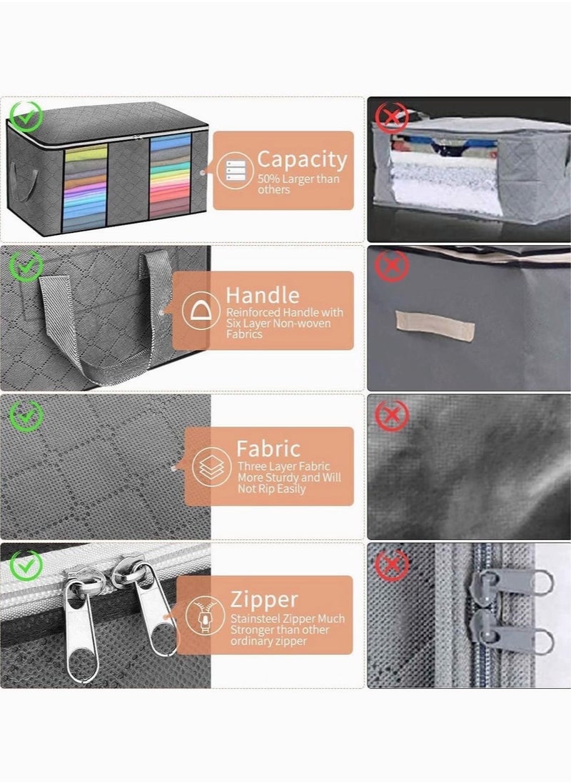 MIXDE 2 Pieces Large Capacity Closet Organizer and Clothes Storage Bag with Clear Windows for Store Quilt Clothes  - Image 4