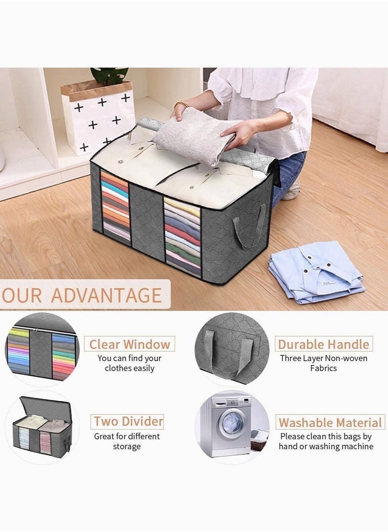 MIXDE 2 Pieces Large Capacity Closet Organizer and Clothes Storage Bag with Clear Windows for Store Quilt Clothes  - Image 2