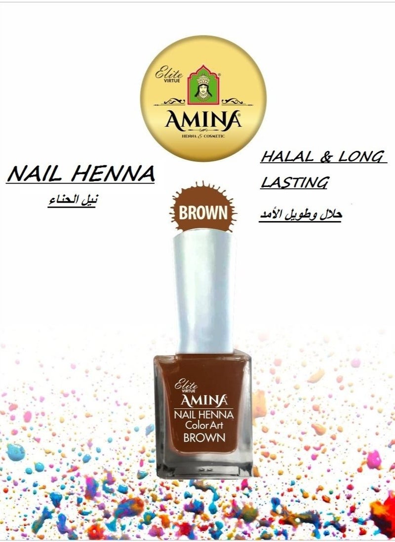 Amina Nail Polish Amina Henna Nail Color Art Mehendi Brown 10 ML  - Image 1