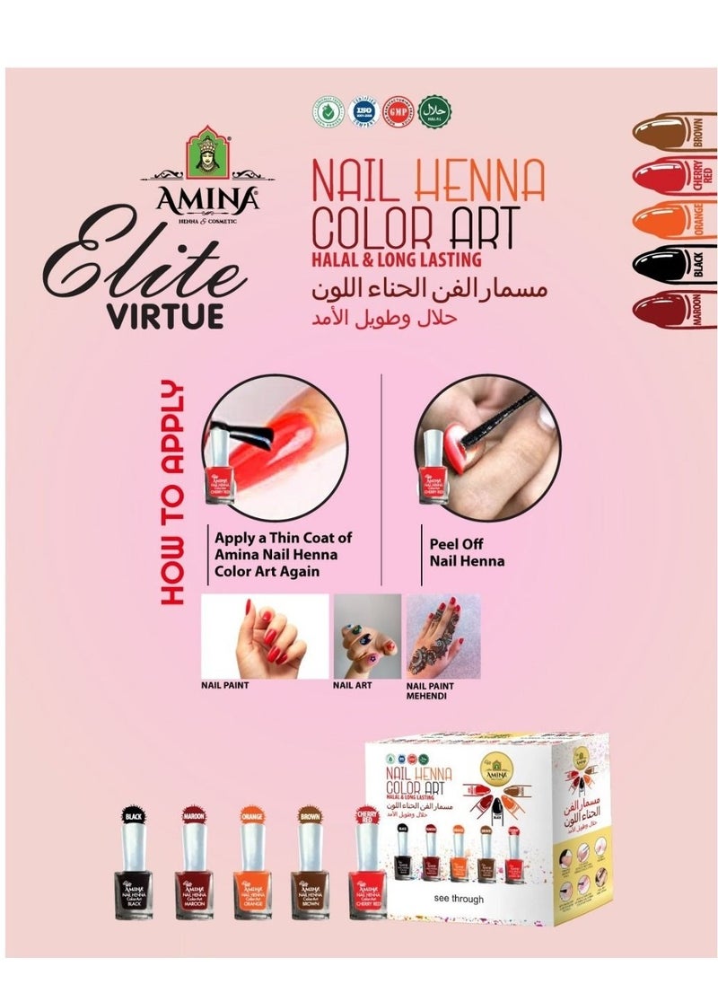Amina Nail Polish Amina Henna Nail Color Art Mehendi Brown 10 ML  - Image 2