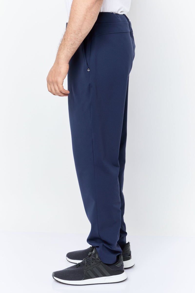 SKECHERS Men Tapered Fit Plain Walking Track Pants, Navy Blue - Image 4