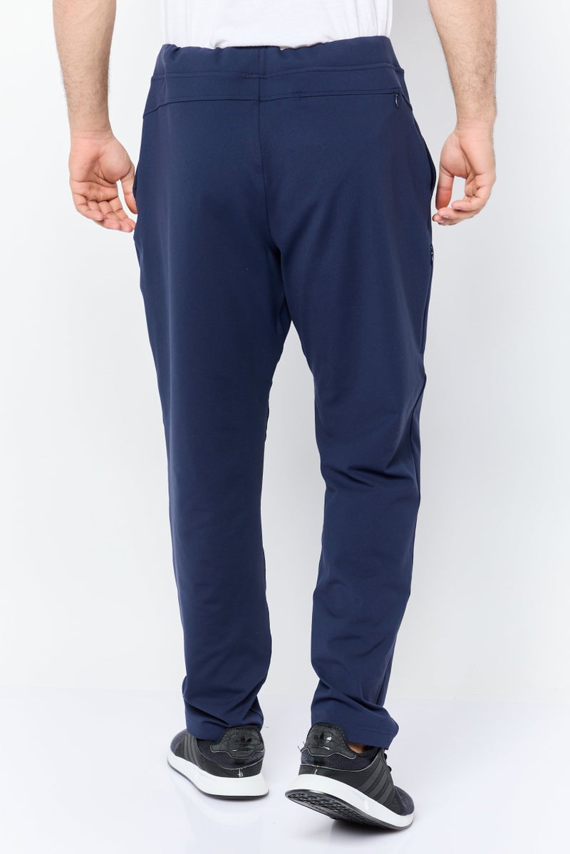 SKECHERS Men Tapered Fit Plain Walking Track Pants, Navy Blue - Image 2