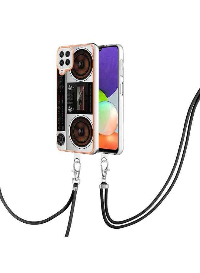 S-TOP Case For Samsung Galaxy A22 4G EU Version Electroplating Dual-side IMD Phone Case with Lanyard - Image 1