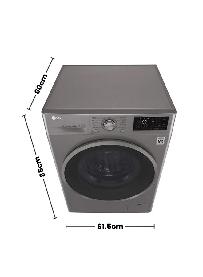 LG Direct Drive Front Load Washing Machine 8Kg F4J6TNP8S Silver - Image 2