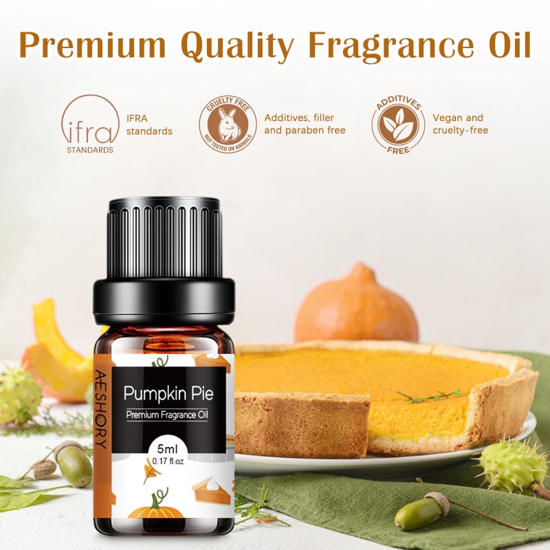 Aeshory Bakery Essential Oils Set - Fragrance Oil for Diffusers, Candle Making - Pumpkin Pie, Coffee Cake, Oatmeal Cookie, Gingerbread, Cinnamon Apple Aromatherapy Scented Oils (5ml) - Image 3