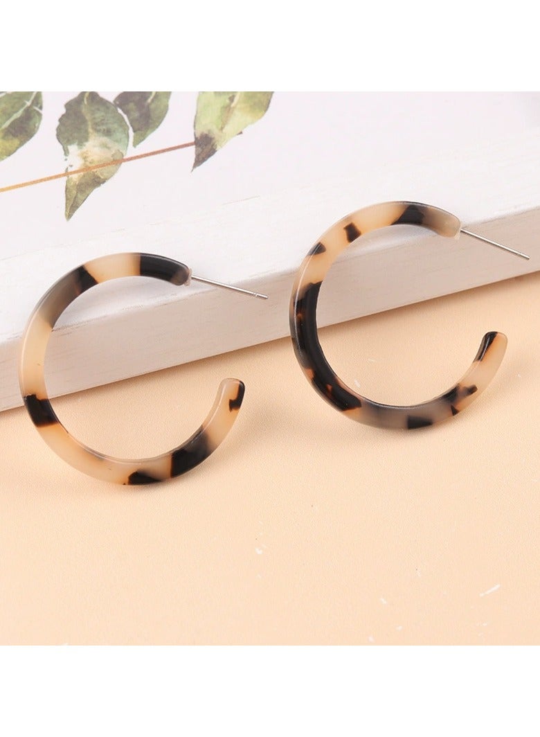 Goolsky Trendy Acrylic C-Shaped Hoop Earrings for Women – Colorful Acetate Minimalist Studs | Statement Retro Style Jewelry