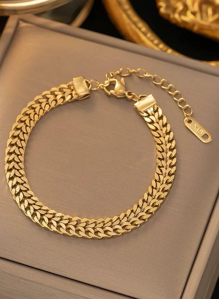 MANIKAN women's Stainless Steel Bracelet Classic Wide For Women's Gold Elegant - Image 2