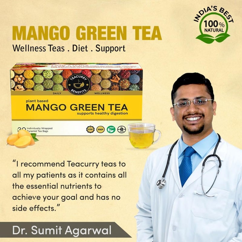 TEACURRY Mango Green Tea (1 Month Pack, 30 Tea Bags) - Organic mango flavor tea | Immune With Added Vitamin-C | Made with Whole Leaf & Natural Ingredients - Image 5