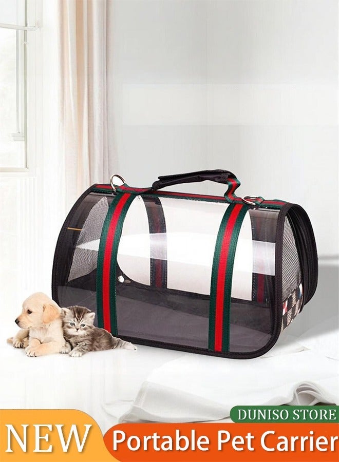 Generic Transparent Cat Carrier Pet Handbag Travel See-Through Design Breathable Shoulder Bag For Cats And Puppies (Small, Green/Red)  - Image 1