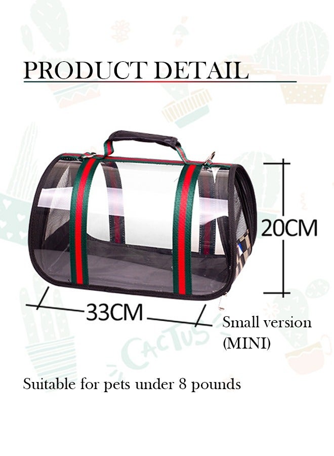 Generic Transparent Cat Carrier Pet Handbag Travel See-Through Design Breathable Shoulder Bag For Cats And Puppies (Small, Green/Red)  - Image 2