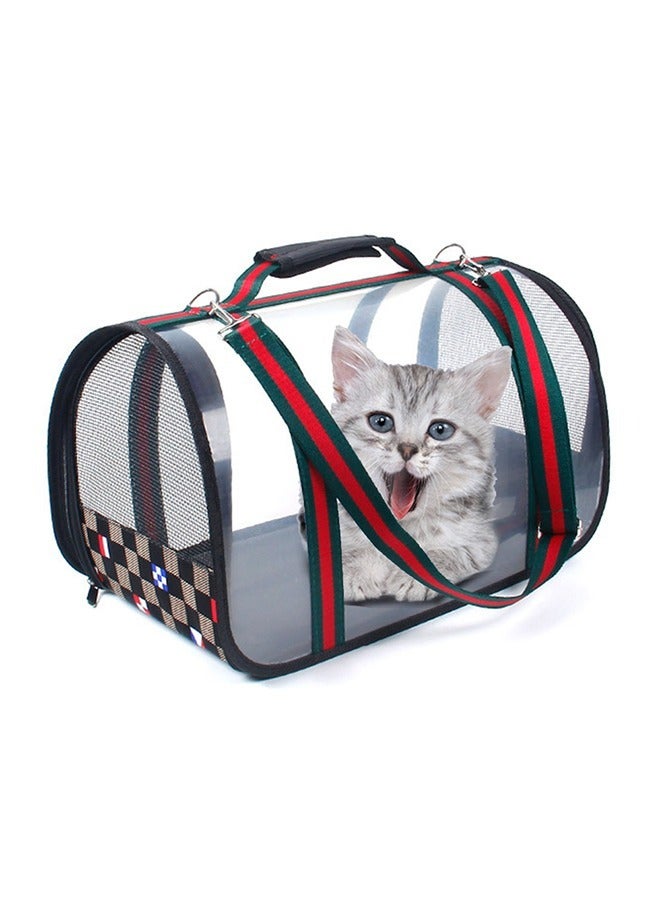 Generic Transparent Cat Carrier Pet Handbag Travel See-Through Design Breathable Shoulder Bag For Cats And Puppies (Small, Green/Red)  - Image 4