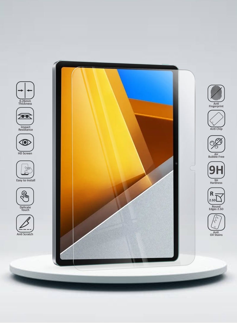 Wtech Premium Series Curved Edges Full Cover Tempered Glass Screen Protector For Xiaomi Poco Pad / Poco Pad 5G / Redmi Pad Pro / Redmi Pad Pro 5G 2024 12.1 inch Clear - Image 2