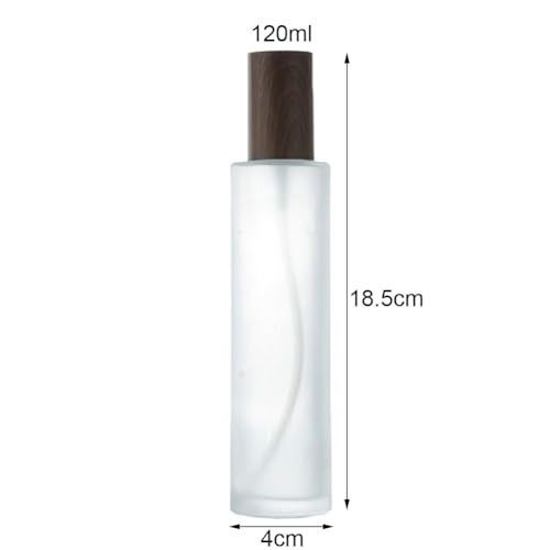 VANTOBEST 2PCS 120ml/4oz Empty Frosted Glass Lotion Pump Bottles with Wood Cap Refillable Makeup Cosmetic Container Storage Dispenser Jar for Essential Oils Lotions Cream DIY Skin Care - Image 2