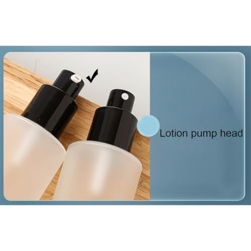 VANTOBEST 2PCS 120ml/4oz Empty Frosted Glass Lotion Pump Bottles with Wood Cap Refillable Makeup Cosmetic Container Storage Dispenser Jar for Essential Oils Lotions Cream DIY Skin Care - Image 4