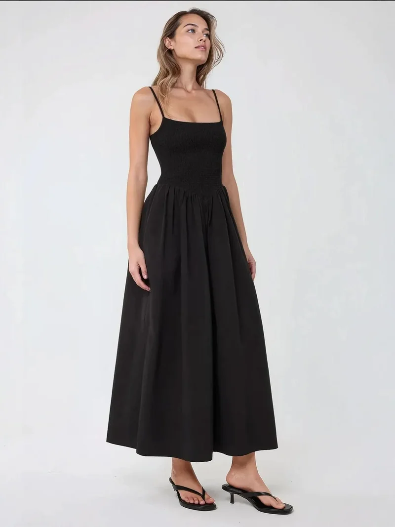 HICCUP Square Collar A-Form Maxi Dress