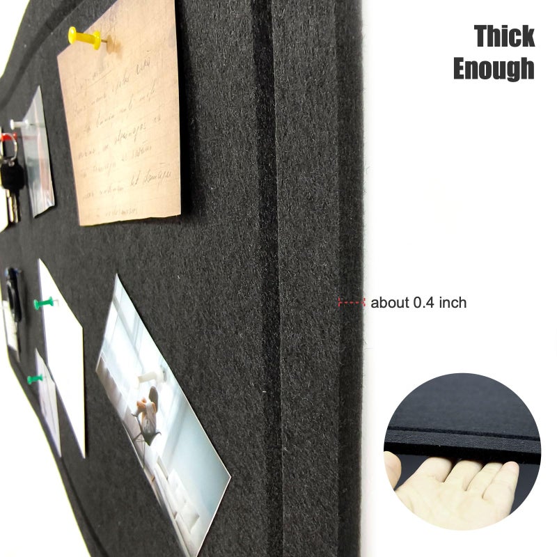 Gihunk 32"x16"Large Black Cork Board with 50 Push Pins, Black Cork Bulletin Board Felt Pin Board for Paste Notes, Photos, Schedules, for School, Home & Office - Image 5