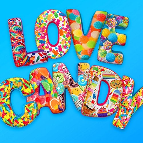 iscream Lettermania F Initial 16" Cake Pop Print Fleece Back Microbead Pillow - Image 3