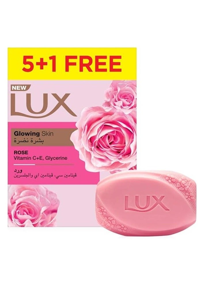 Lux Rose Skin Rejuvenating Soap Bar, with Vitamin C, E & Glycerin, 165(Pack of 6)