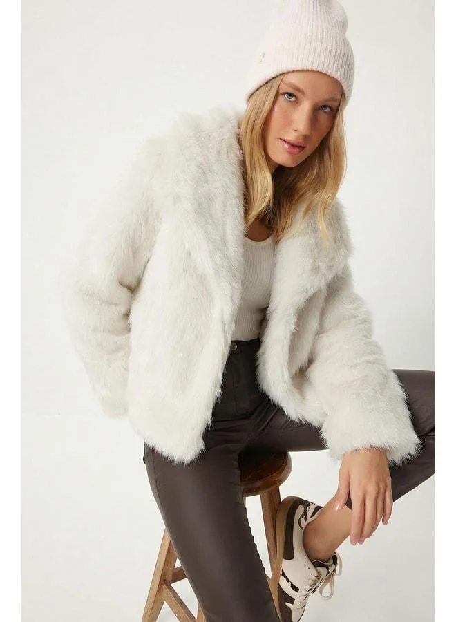Lovely Istanbul Artificial Fur Jacket LAX0001 EKRU