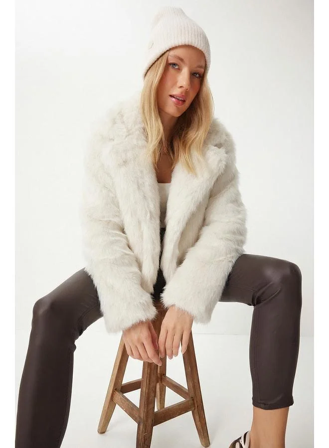 Lovely Istanbul Artificial Fur Jacket LAX0001 EKRU