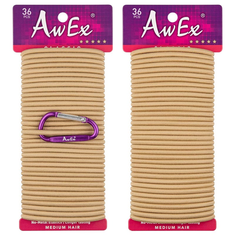 AwEx Strong Blonde Hair Ties 72 PCS 4 mm Regular Loop Gold Hair Bands No Metal Hair Elastics No Pull Ponytail Holder