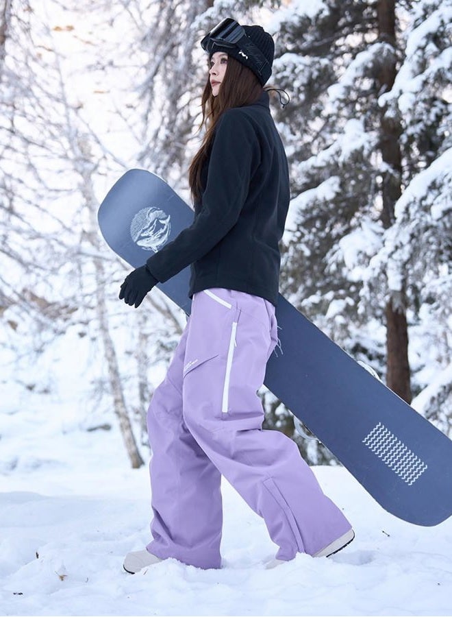HIGH EXPERIENCE Ski Pants Snow Snowboard Pants Waterproof Insulated Baggy Windproof Hiking Winter Warm for Men Women (Light Purple, Small) - Image 2