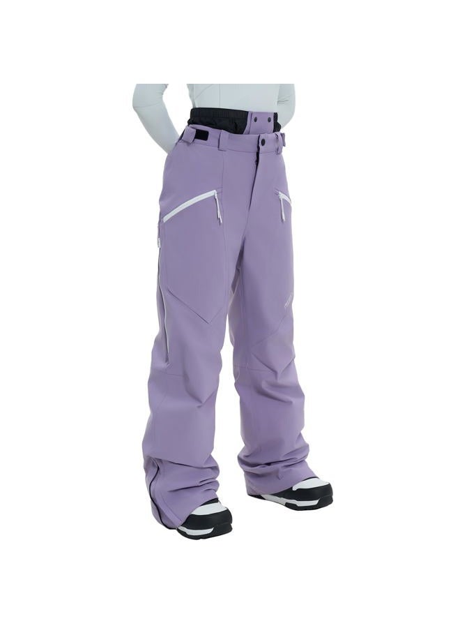 HIGH EXPERIENCE Ski Pants Snow Snowboard Pants Waterproof Insulated Baggy Windproof Hiking Winter Warm for Men Women (Light Purple, Small) - Image 1