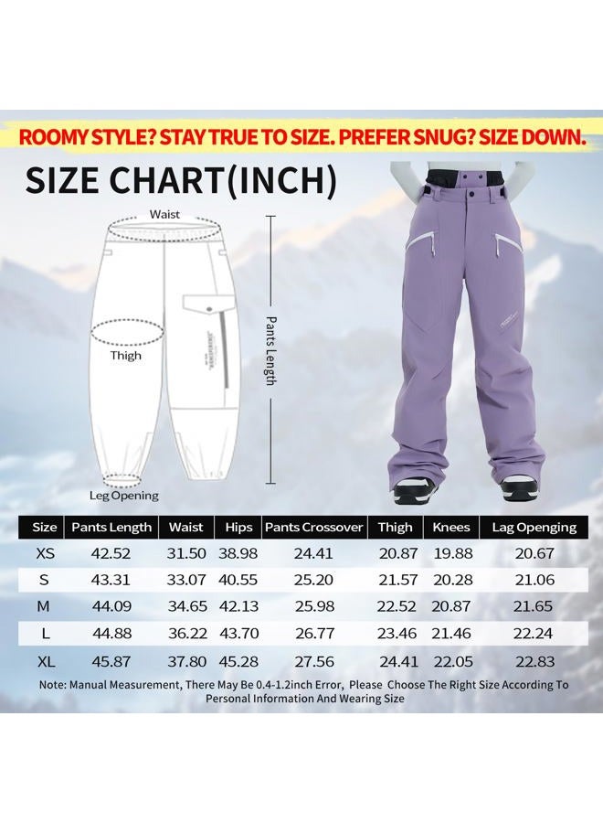 HIGH EXPERIENCE Ski Pants Snow Snowboard Pants Waterproof Insulated Baggy Windproof Hiking Winter Warm for Men Women (Light Purple, Small) - Image 5