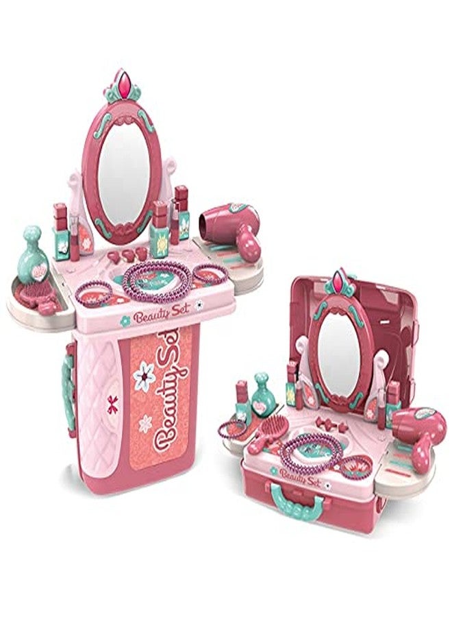 OBLETTER Kids 3 in 1 Multi Function with Makeup Beauty Pretend Play Set Portable Suitcase Design for Kids - Image 4