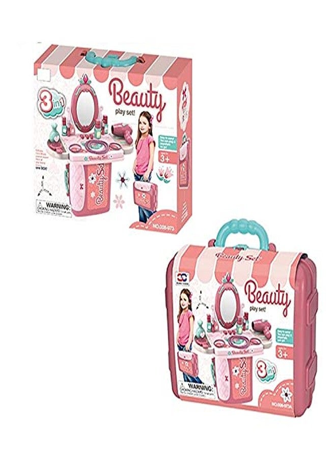 OBLETTER Kids 3 in 1 Multi Function with Makeup Beauty Pretend Play Set Portable Suitcase Design for Kids - Image 5